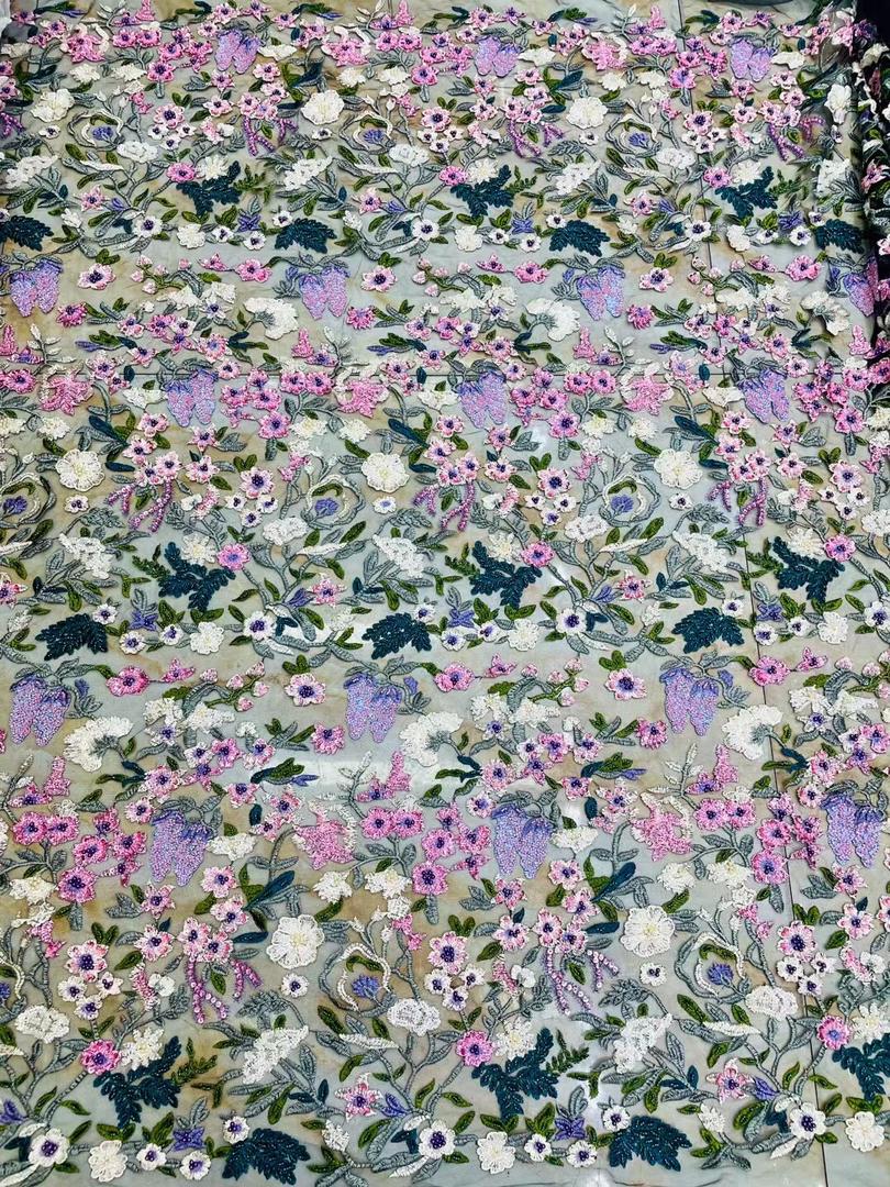 Harvest Beaded Lace fabric
