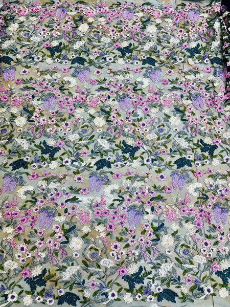 Harvest Beaded Lace fabric