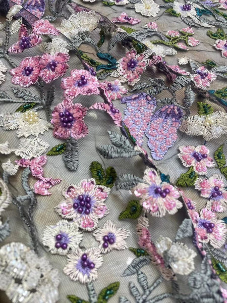Harvest Beaded Lace fabric