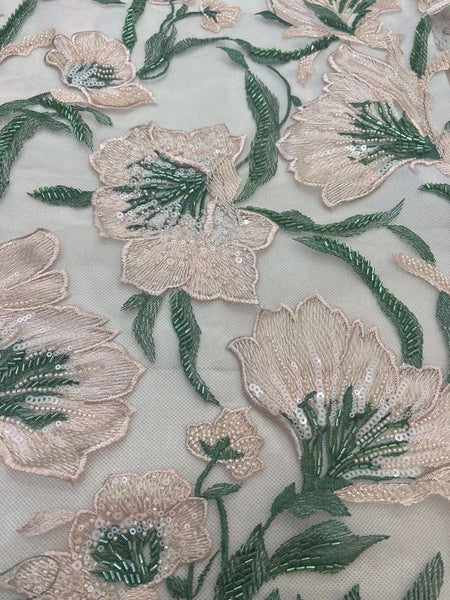 Itza Beaded Lace fabric
