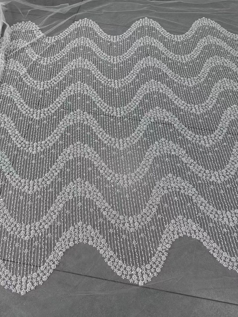 Ether Beaded Lace Fabric - Waves