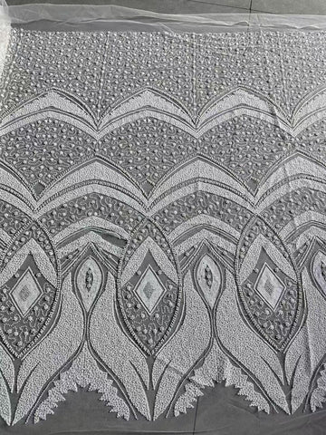Ether Beaded Lace Fabric - Curl