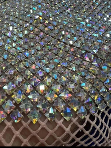 Teardrop crystal lace fabric (custom)