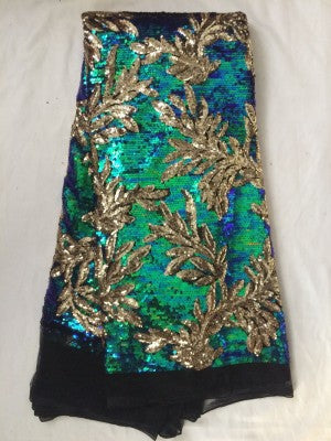 Amazonian Forest Gold Sequin Fabric