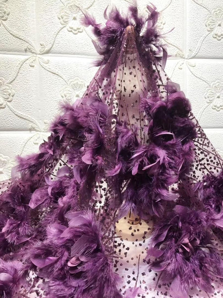 Gora Glitter Lace 3D floral Fabric