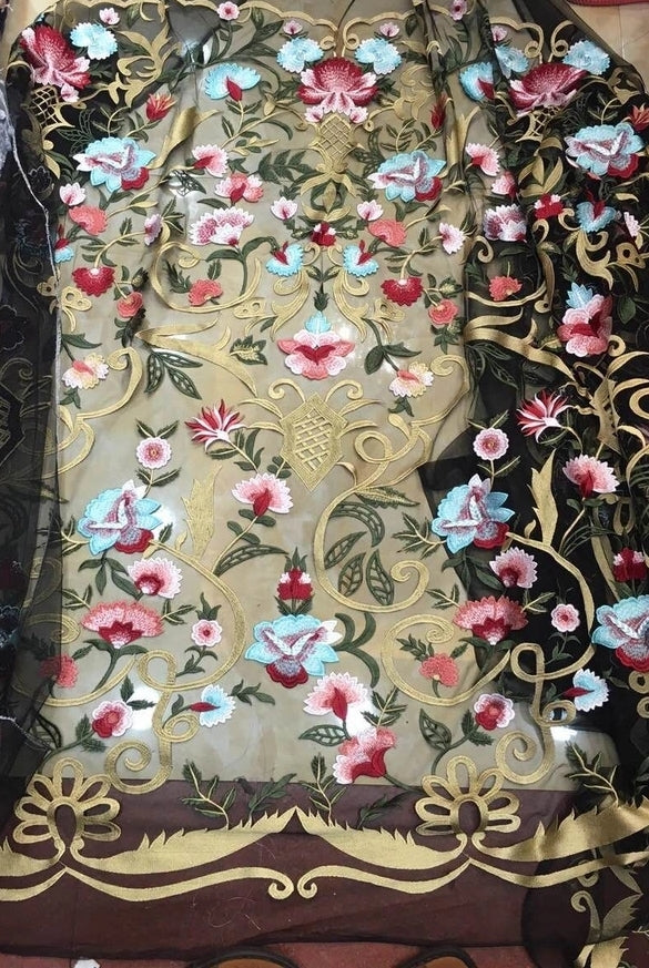 Romeo Lace Fabric ( Black mesh)