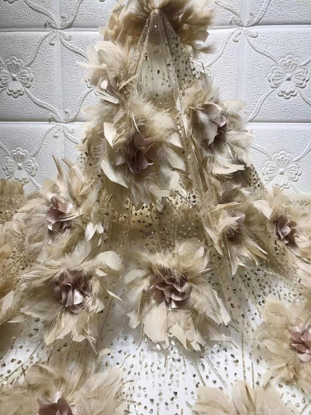 Gora Glitter Lace 3D floral Fabric