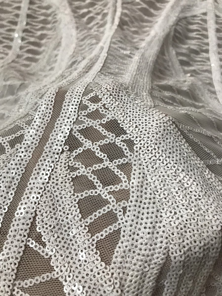Juniper Sequin Fabric ( Snow)