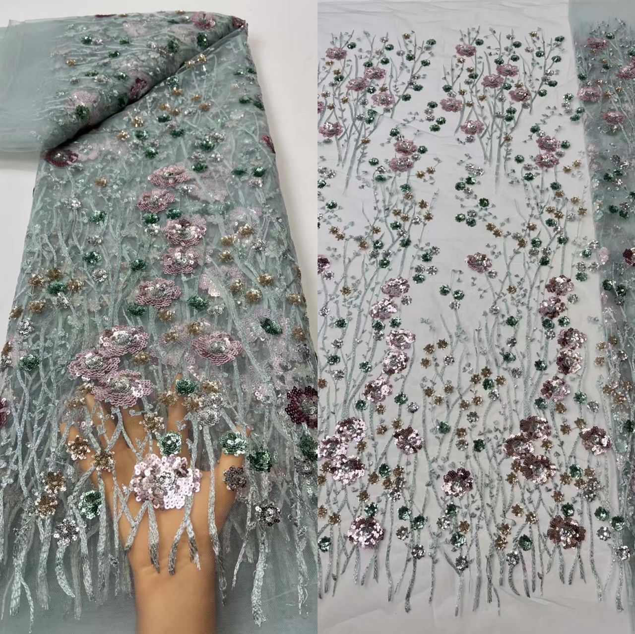 Coral Sequin fabric