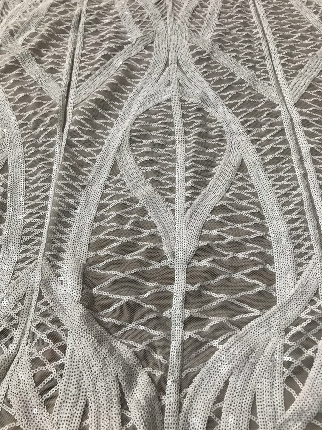Juniper Sequin Fabric ( Snow)