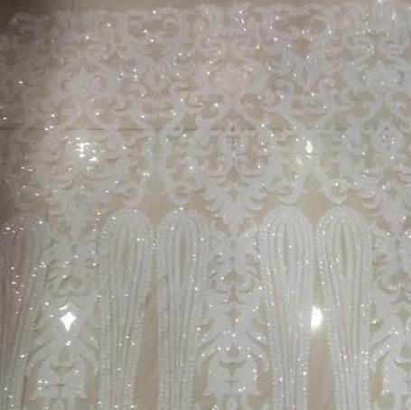 White Wallflower Sequin Fabric