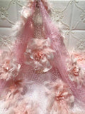 Gora Glitter Lace 3D floral Fabric