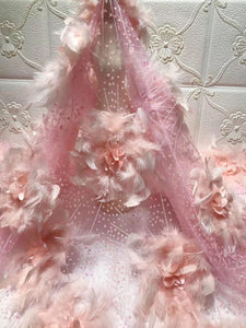 Gora Glitter Lace 3D floral Fabric
