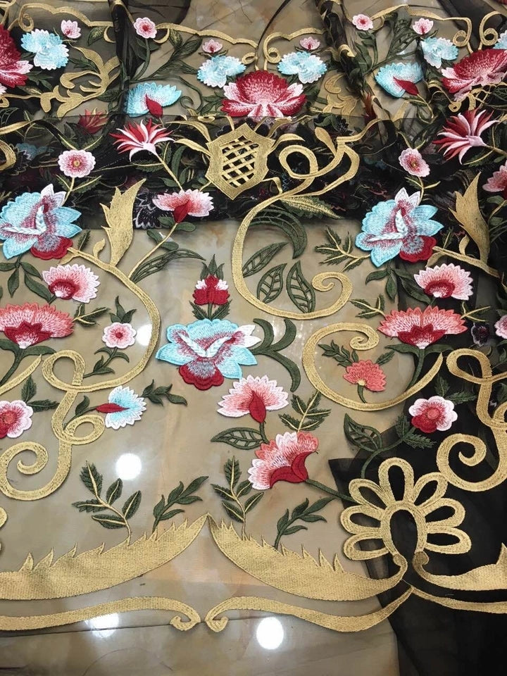 Romeo Lace Fabric ( Black mesh)