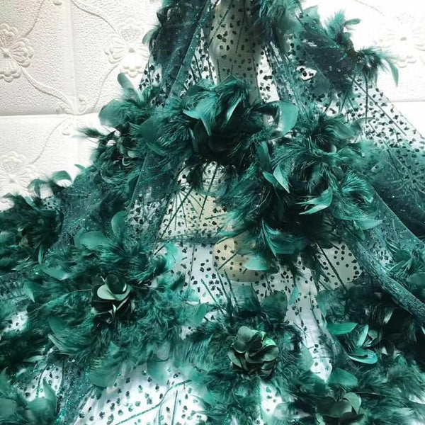 Gora Glitter Lace 3D floral Fabric